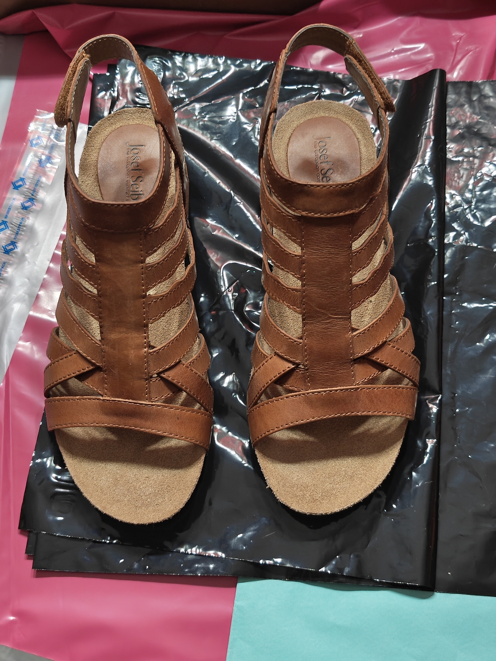Josef Seibel Women's Brown Leather Strappy Sandals